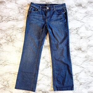 White House Black Market Blanc Dark Wash Mid-Rise Boot Leg Jeans